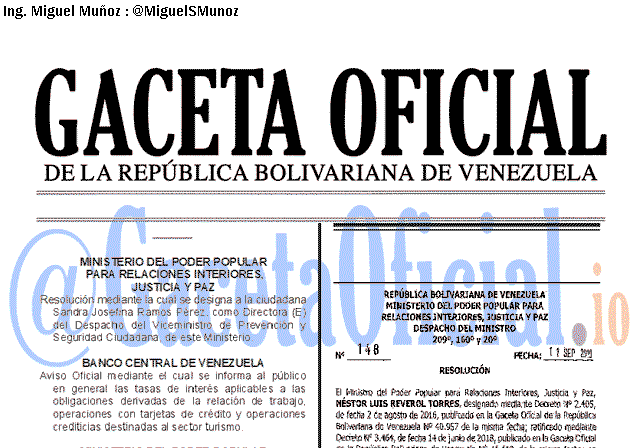 Gaceta Oficial 41716 del 13 septiembre 2019