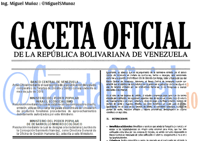 Gaceta Oficial 41720 del 19 septiembre 2019