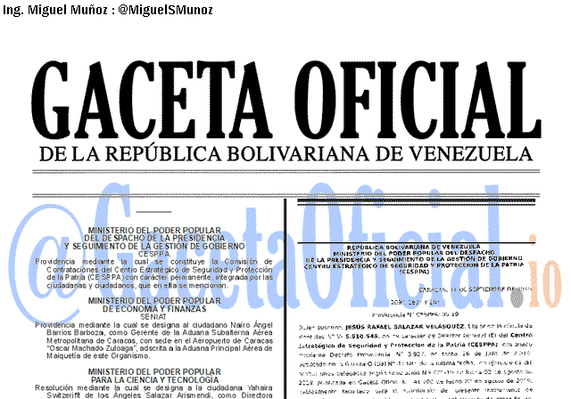 Gaceta Oficial 41721 del 20 septiembre 2019