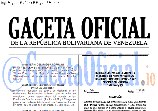 Gaceta Oficial 41726 del 27 septiembre 2019