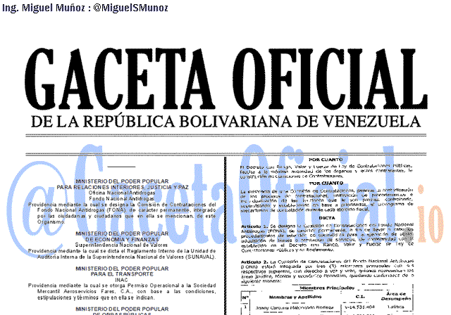 Gaceta Oficial 41737 del 14 octubre 2019