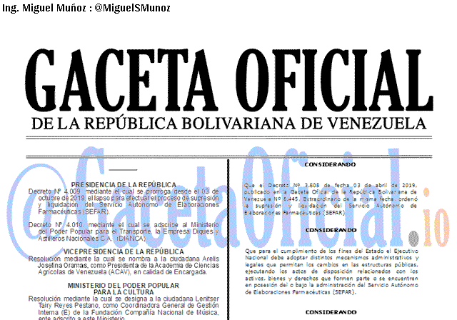 Gaceta Oficial 41741 del 18 octubre 2019