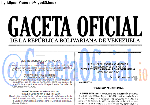 Gaceta Oficial 41756 del 8 noviembre 2019