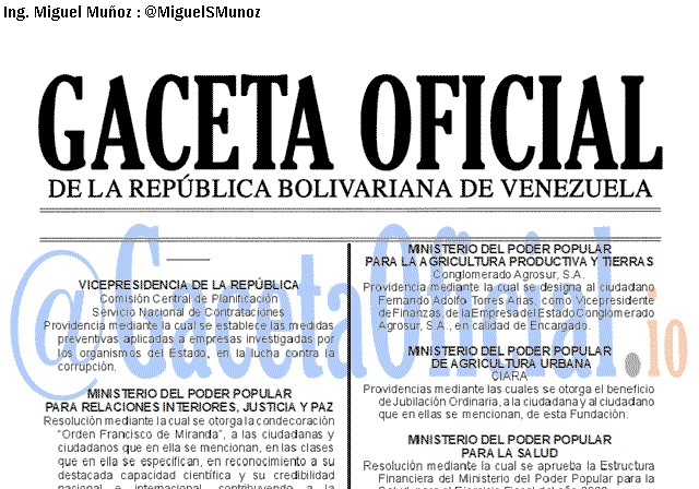 Gaceta Oficial 41760 del 14 Noviembre 2019 Gaceta Oficial 41760 del 14 noviembre 2019