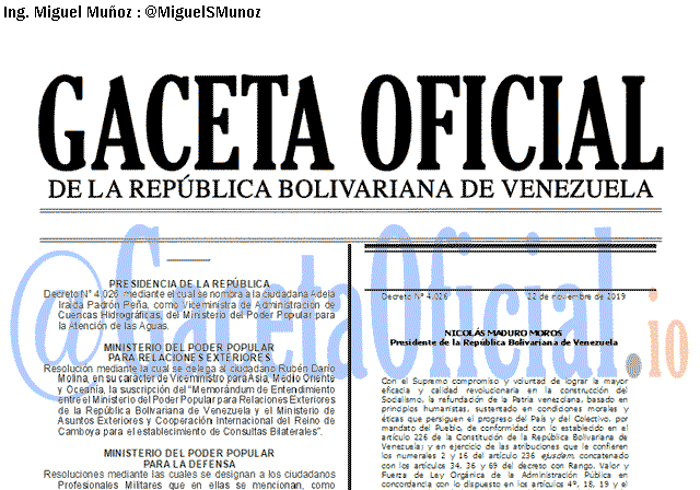 Gaceta Oficial 41766 del 22 noviembre 2019