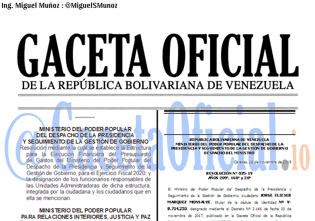 Gaceta Oficial 41773 del 3 Diciembre 2019
