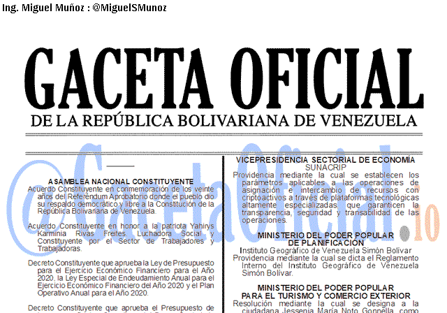 Gaceta Oficial 41782 del 16 Diciembre 2019