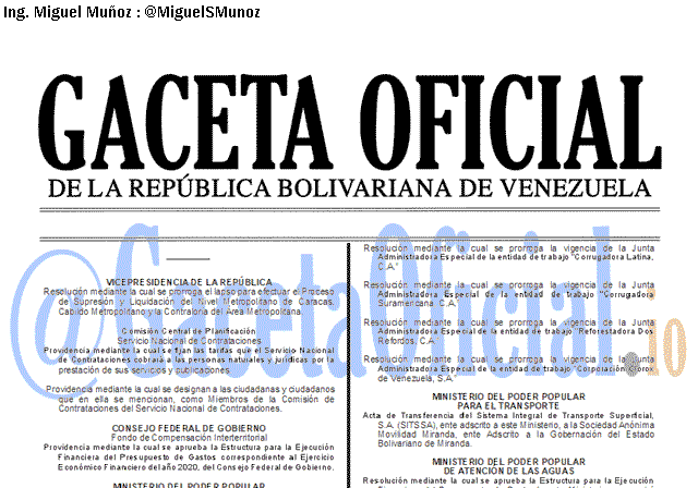 Gaceta Oficial 41785 del 19 Diciembre 2019 Gaceta Oficial 41785 del 19 Diciembre 2019