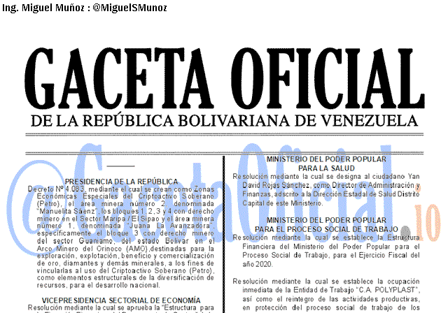 Gaceta Oficial 41789 del 27 Diciembre 2019 Gaceta Oficial 41789 del 27 Diciembre 2019