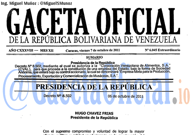 Gaceta Oficial 6045 del 7 Octubre 2011
