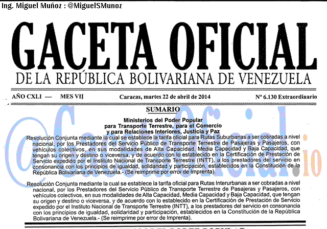Gaceta Oficial 6130 del 22 Abril 2014