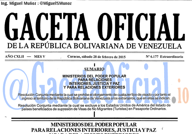 Gaceta Oficial 6177 del 28 febrero 2015