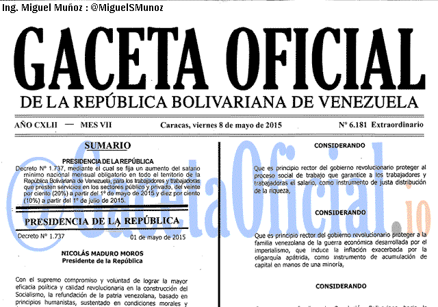 Gaceta Oficial 6181 del 8 Mayo 2015
