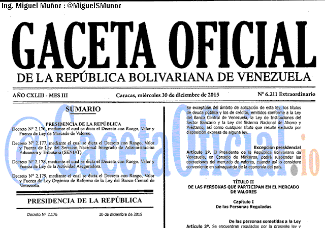 Gaceta Oficial 6211 del 30 diciembre 2015 Gaceta Oficial 6211 del 30 diciembre 2015