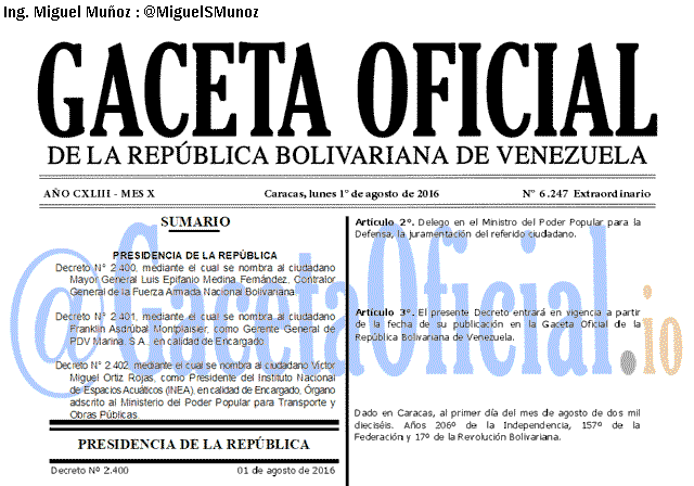 Gaceta Oficial 6247 del 1 agosto 2016