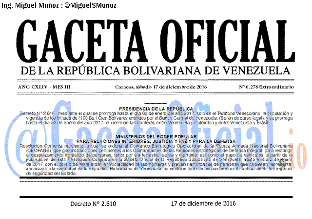 Gaceta Oficial 6278 del 17 diciembre 2016