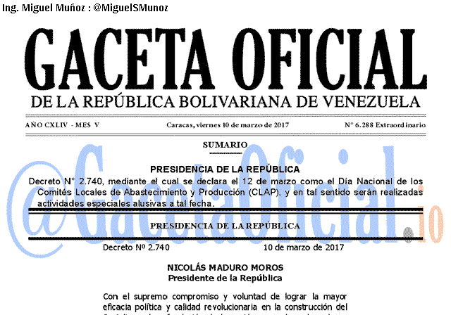 Gaceta Oficial 6288 del 10 marzo 2017