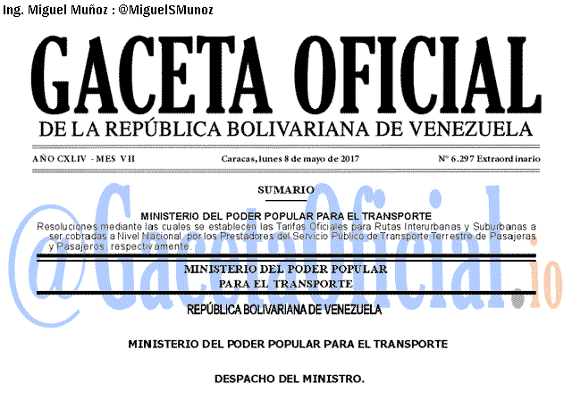 Gaceta Oficial 6297 del 8 mayo 2017 Gaceta Oficial 6297 del 8 mayo 2017