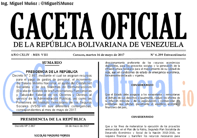 Gaceta Oficial 6299 del 16 mayo 2017 Gaceta Oficial 6299 del 16 mayo 2017