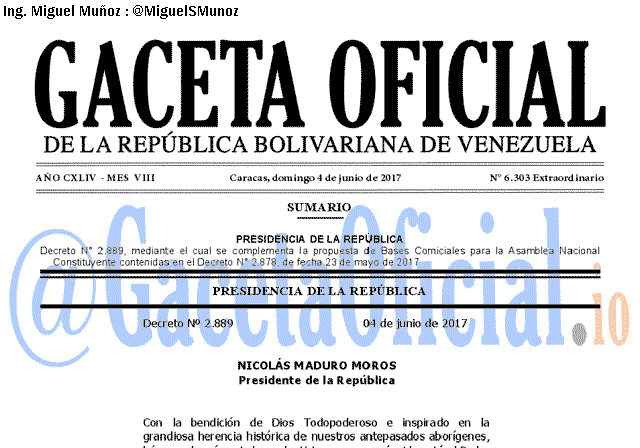 Gaceta Oficial 6303 del 4 junio 2017 Gaceta Oficial 6303 del 4 junio 2017