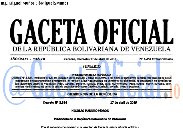 Gaceta Oficial 6450 del 17 Abril 2019 Gaceta Oficial 6450 del 17 Abril 2019