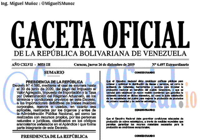 Gaceta Oficial 6497 del 26 Diciembre 2019