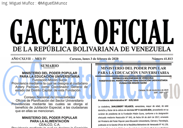Gaceta Oficial 41813 del 3 febrero 2020