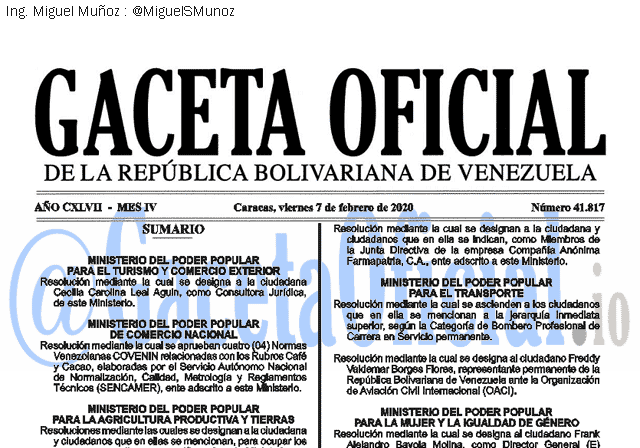 Gaceta Oficial 41817 del 7 febrero 2020