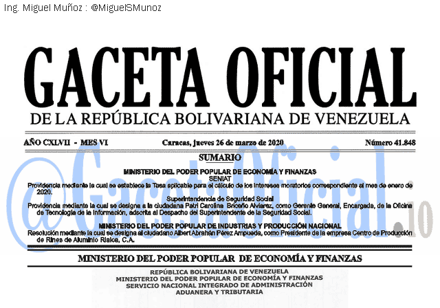 Gaceta Oficial 41848 del 26 abril 2020 Gaceta Oficial 41848 del 26 abril 2020