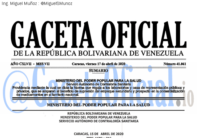 Gaceta Oficial 41861 del 17 abril 2020