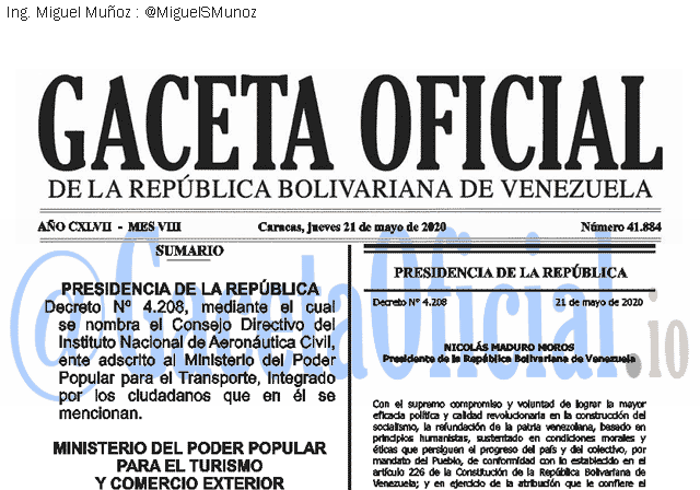 Gaceta Oficial 41884 del 21 mayo 2020 Gaceta Oficial 41884 del 21 mayo 2020