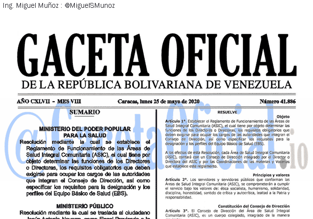 Gaceta Oficial 41886 del 25 mayo 2020 Gaceta Oficial 41886 del 25 mayo 2020