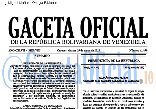 Gaceta Oficial 41890 del 29 mayo 2020 Gaceta Oficial 41890 del 29 mayo 2020