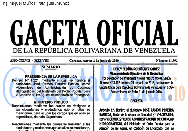 Gaceta Oficial 41892 del 2 junio 2020 Gaceta Oficial 41892 del 2 junio 2020