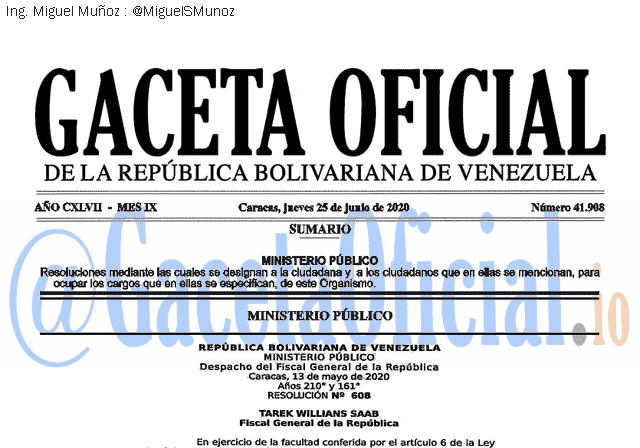 Gaceta Oficial 41908 del 25 junio 2020