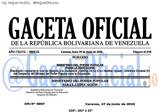 Gaceta Oficial 41910 del 29 junio 2020