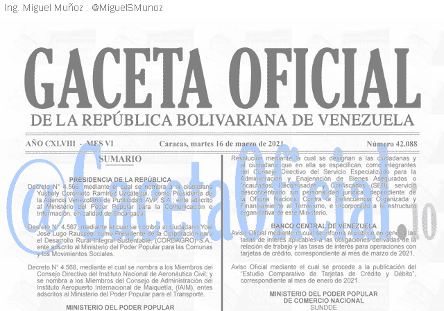 Gaceta Oficial 42088 del 16 marzo 2021 Gaceta Oficial 42088 del 16 marzo 2021