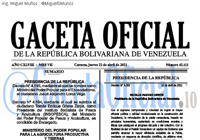 Gaceta Oficial 42111 del 22 abril 2021 Gaceta Oficial 42111 del 22 abril 2021