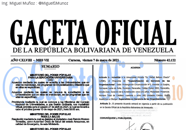 Gaceta Oficial 42122 del 7 mayo 2021