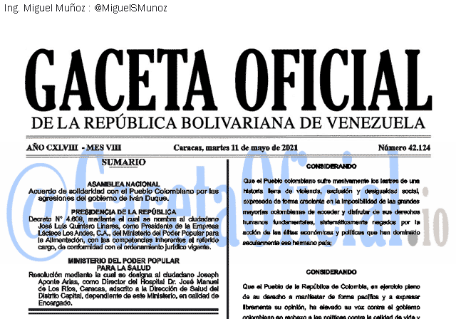 Gaceta Oficial 42124 del 11 mayo 2021