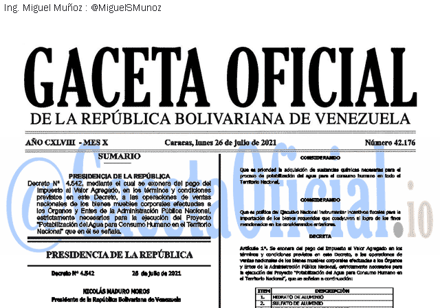 Gaceta Oficial 42176 del 26 julio 2021 Gaceta Oficial 42176 del 26 julio 2021
