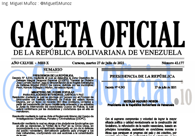 Gaceta Oficial 42177 del 27 julio 2021 Gaceta Oficial 42177 del 27 julio 2021