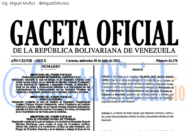 Gaceta Oficial 42178 del 28 julio 2021 Gaceta Oficial 42178 del 28 julio 2021