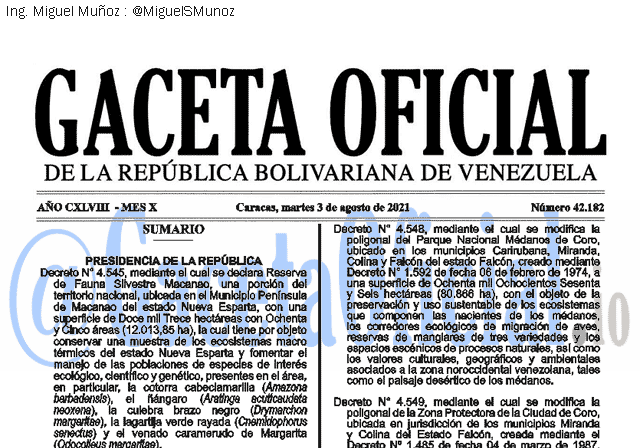 Gaceta Oficial 42182 del 3 agosto 2021 Gaceta Oficial 42182 del 3 agosto 2021