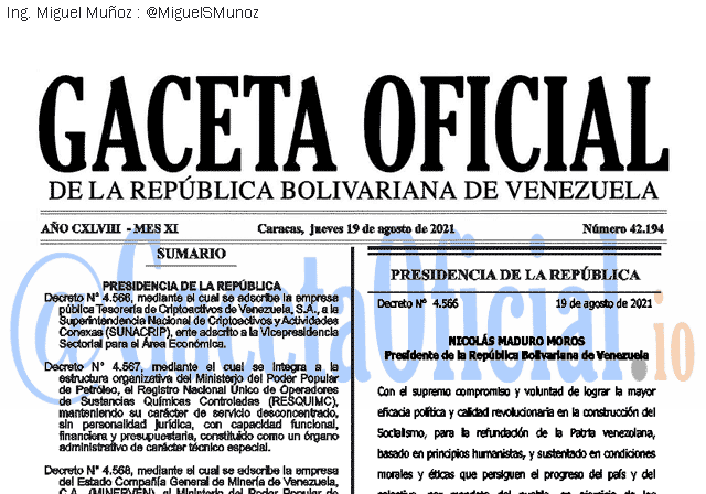 Gaceta Oficial 42194 del 19 agosto 2021