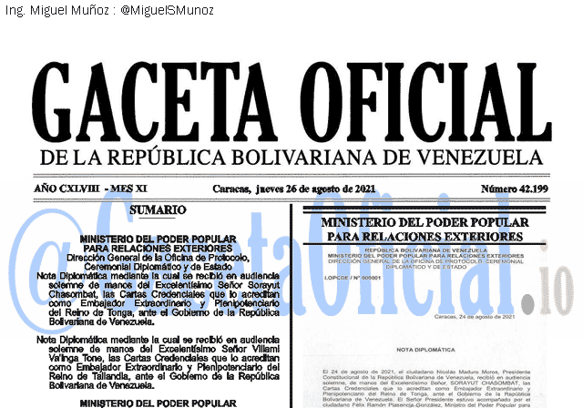 Gaceta Oficial 42199 del 26 agosto 2021