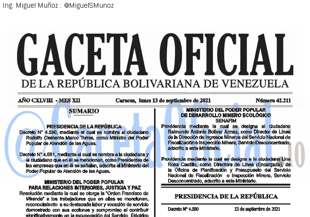 Gaceta Oficial 42211 del 13 septiembre 2021 Gaceta Oficial 42211 del 13 septiembre 2021