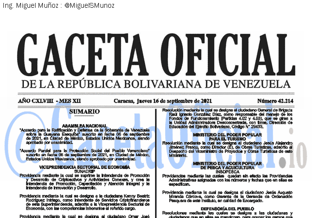 Gaceta Oficial 42214 del 16 septiembre 2021