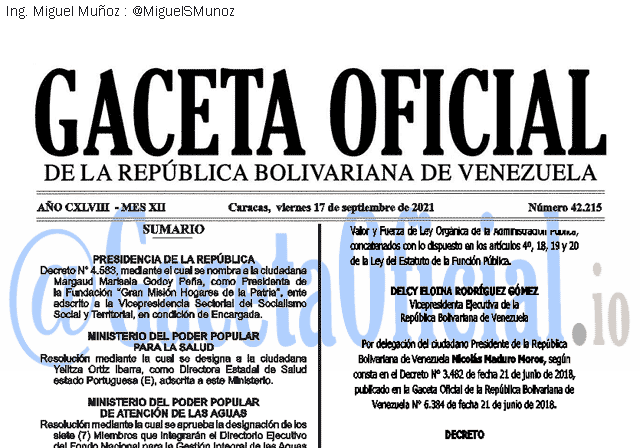 Gaceta Oficial 42215 del 17 septiembre 2021 Gaceta Oficial 42215 del 17 septiembre 2021