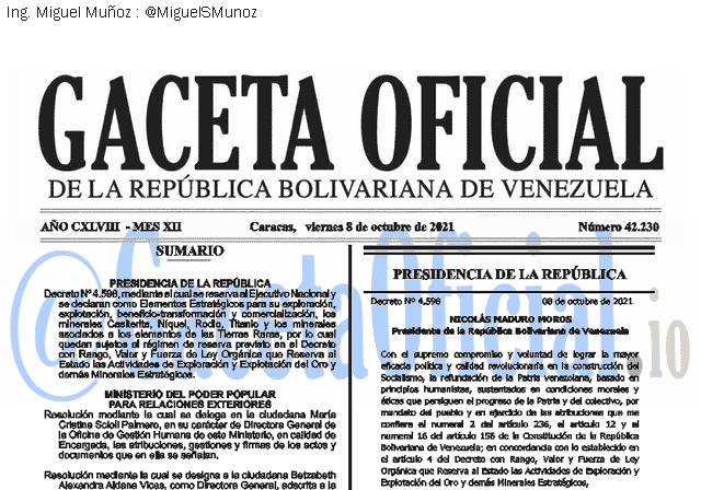 Gaceta Oficial 42230 del 8 octubre 2021 Gaceta Oficial 42230 del 8 octubre 2021